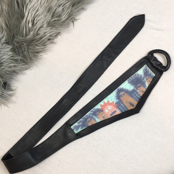 Vintage painted Leather D ring Belt main image 5